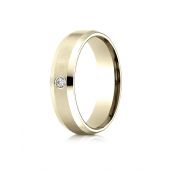 14k Yellow Gold 6mm Comfort-Fit Beveled Burnish Set 1-Stone Diamond Ring (.08ct)