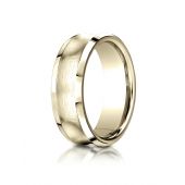 14k Yellow Gold 7.5mm Comfort-Fit Satin-Finished Concave beveled edge  Design Band