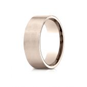 14k Rose Gold 8mm Comfort-Fit Satin-Finished Carved Design Band