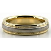 14K Gold Two Tone Milgrain 5mm Comfort Fit Wedding Bands 211