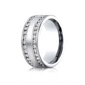 14k White Gold 8mm Comfort-Fit Double Row Channel Set 66-Stone Diamond Eternity Ring (1.32ct)