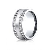 Palladium 8mm Comfort-Fit Double Row Channel Set 66-Stone Diamond Eternity Ring (1.32ct)