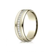 14k Yellow Gold 7.5mm Comfort-Fit Pave Set 16-Stone Diamond Ring (0.32ct)