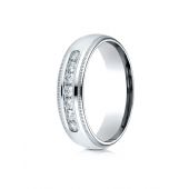 PALLADIUM 6mm Comfort-Fit Channel Set 7-Stone Diamond  Ring (0.42ct)