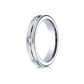 14kWhite Gold 4mm Comfort-Fit Princess Cut Burnish Set 6-Stone Eternity Ring (0.30)ctw