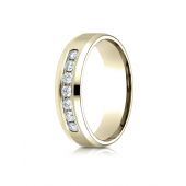 14k Yellow Gold 6mm Comfort-Fit Channel Set 7-Stone Diamond  Ring (.42ct)