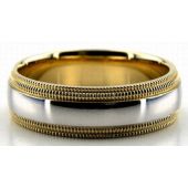 14K Gold  Two Tone Double Milgrain 6.5mm Wedding Bands 228