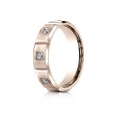 14k Rose Gold 6mm Comfort-Fit Burnish Set 6-Stone Diamond Eternity Ring (.32ct)
