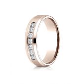 14k Rose Gold 6mm Comfort-Fit Channel Set 7-Stone Diamond  Ring (.42ct)