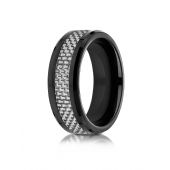 Cobaltchrome 8mm Comfort Fit Ring with white carbon fiber Inlay