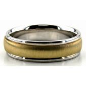 14K Gold Two Tone Traditional Satin 6mm Wedding Bands 220