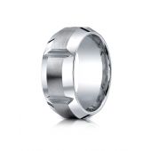 Cobaltchrome 10mm Comfort-Fit Satin-Finished, High Polished Grooves & Beveled Edge Design Ring