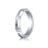 Cobaltchrome 5mm Comfort-Fit Satin-Finished High Polished Grooves & Beveled Edge Design Ring