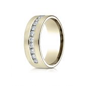 14k Yellow Gold 8mm Comfort-Fit  Channel Set 12-Stone Diamond  Ring (.72ct)