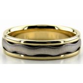 14K Gold Two Tone 6mm Wave Wedding Bands Rings Comfort Fit 222