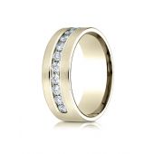 18k Yellow Gold 8mm Comfort-Fit  Channel Set 12-Stone Diamond  Ring (.96ct)