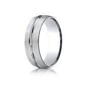Palladium 7mm Comfort-Fit SatinFinished with High Polished Center Cut Carved Design Band