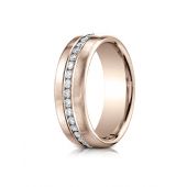 14k Rose Gold 7.5 mm Satin Finish Channel Set  Diamond Ring 0.4 ct