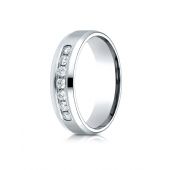 18K White Gold 6mm Comfort-Fit Channel Set 7-Stone Diamond  Ring (.42ct)