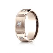 14k Rose Gold 8mm Comfort-Fit Burnish Set 6-Stone Diamond Eternity Ring (.50ct)