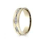 18k Yellow Gold 6mm Comfort-Fit Etched Channel Set 18-Stone Diamond Eternity Ring (.36ct)