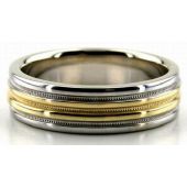 14K Gold Four Channels Two Tone 6mm Wedding Bands 212