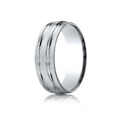 Palladium 7mm ComfortFit Satin-Finished with Parallel Grooves Carved Design Band