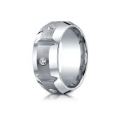 Cobaltchrome 10mm Comfort-Fit 3-Stone Diamond Design Ring (0.20)ctw