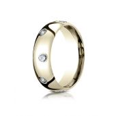 18k Yellow Gold 6mm Comfort-Fit Burnish Set 8-Stone Diamond Eternity Ring .32ct