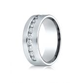 Palladium 8mm Comfort-Fit  Channel Set 12-Stone Diamond  Ring (.96ct)