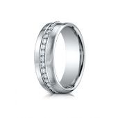 18k White Gold 7.5 mm Satin Finish Channel Set  Diamond Ring