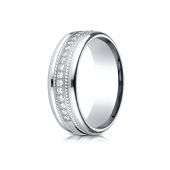 14k White Gold 7.5mm Comfort-Fit Pave Set 16-Stone Diamond Ring .32ct