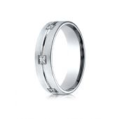 14k White Gold 6mm Comfort-Fit Princess Cut Burnish Set 6-Stone Eternity Ring (0.60)ctw