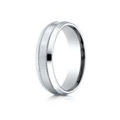 14k White Gold 6mm Comfort-Fit Satin-Finished with Milgrain Carved Design Band