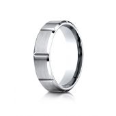 Palladium 6mm Comfort-Fit Satin-Finished Grooves Carved Design Band