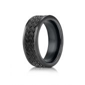 Blackened Cobaltchrome 8 mm Comfort Fit Ring with treaded pattern