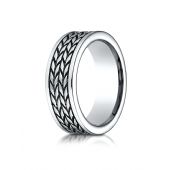Cobaltchrome 8 mm Comfort Fit Ring with treaded pattern