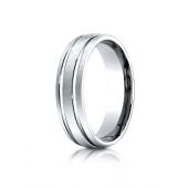 Platinum 6mm Comfort-Fit Satin-Finished withParallel Grooves Carved Design Band