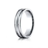 Platinum 6mm Comfort-Fit Satin-Finished with Parallel Grooves Carved Design Band