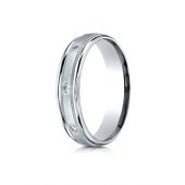 Platinum 4mm Comfort-Fit burnish Set 8-Stone Diamond Eternity Ring with Milgrain (.16ct)