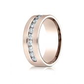 14k Rose Gold 8mm Comfort-Fit  Channel Set 12-Stone Diamond  Ring (.96ct)