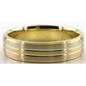 14K Tri Color Rose, Yellow, and White Gold 6mm Wedding Bands 232
