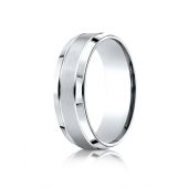 Palladium 7mm Comfort-Fit Satin-Finished High Polished Beveled Edge Carved Design Band