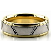 14K Gold Two Tone 6.5mm Trapezoid Diamond Cut Wedding Bands 224