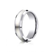Cobaltchrome- Silver 7mm Comfort-Fit Satin-Finished Silver Inlay Design Ring