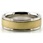 14K Gold Two Tone 6.5mm Flat Wedding Bands Rings Comfort Fit 200