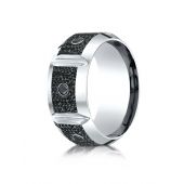 Cobaltchrome 10mm Comfort Fit Blackened Micro hammer Diamond Ring (0.20)ctw