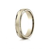 14k Yellow Gold 4mm Comfort-Fit Wired-Finished High Polished Round Edge Carved Design Band