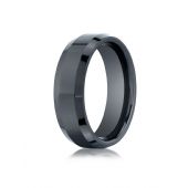 Ceramic 7mm Comfort-Fit High Polished Beveled Edge Design Ring