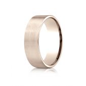 14k Rose Gold 7mm Comfort-Fit Satin-Finished Carved Design Band